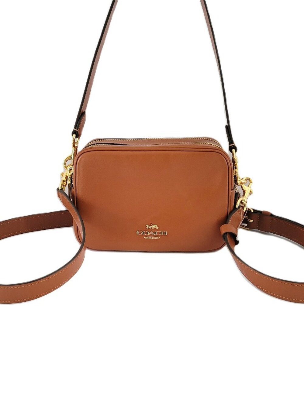 Coach CEA02 Mini Carey Crinkle Leather Crossbody Bag Handbag Cinnamon